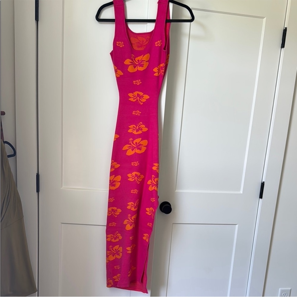 Pink and Orange Floral Maxi Dress